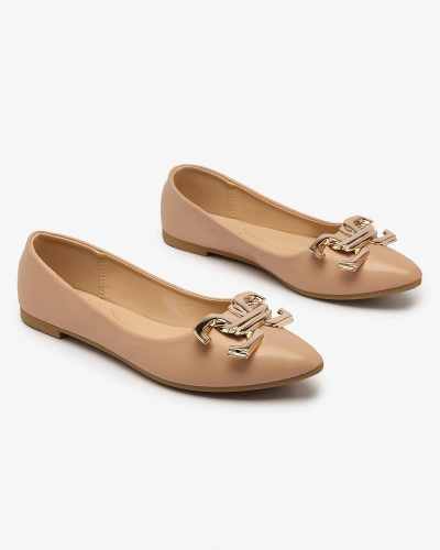 Royalfashion Spilgti rozā sieviešu balerīnas ar smailiem pirkstgaliem un rotājumu uz deguna Figgda