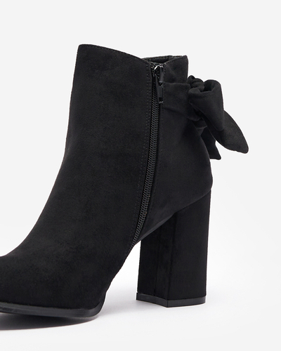 Women's eco-suede boots with bow in black Agarol- Footwear