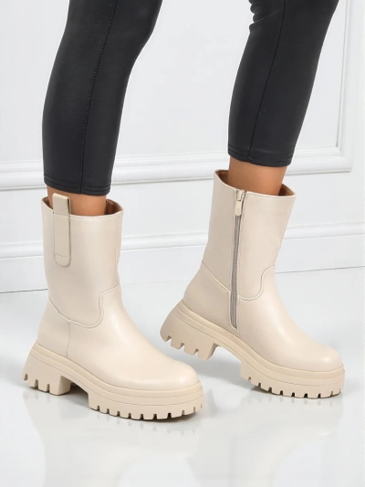 Women's High Eco-Leather Ankle Boots Scarlet Mist