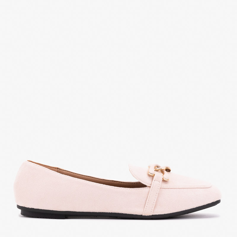 Sieviešu bēši un rozā mokasīni ar Olly dekorāciju - Apavi
