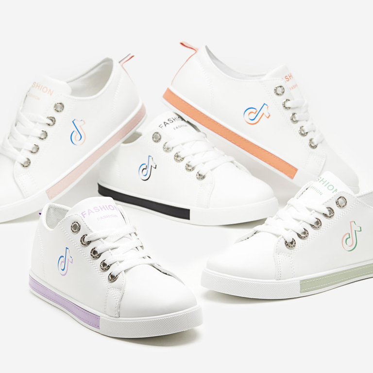 White and purple women's sneakers Tictoa - Footwear