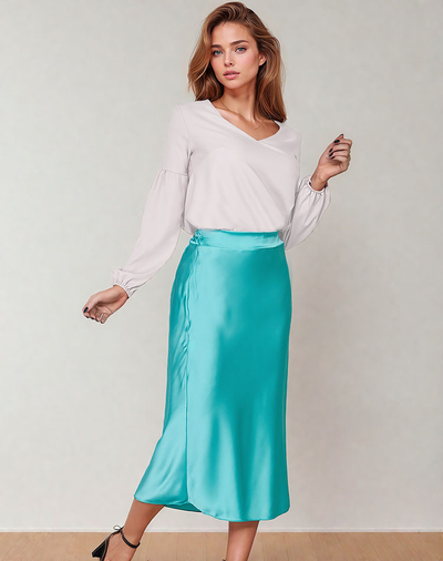 Royalfashion Women's midi skirt a'la satin