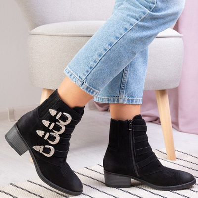 Черные ботинки на низкой стойке Grand - Обувь