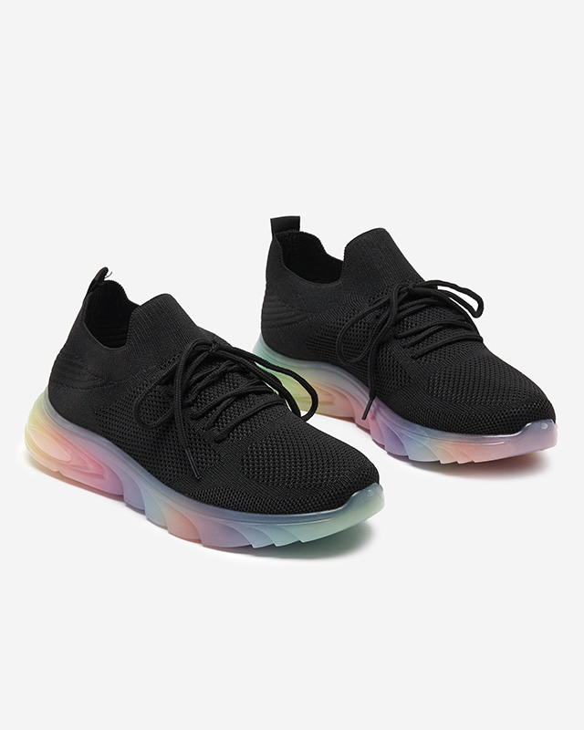 Black women's sports shoes with Afin colored sole- Footwear