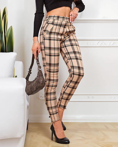 Royalfashion Утепленные клетчатые женские таггинсы