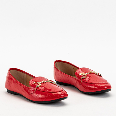 Red women's patent leather moccasins with embossing Cerilla - Footwear