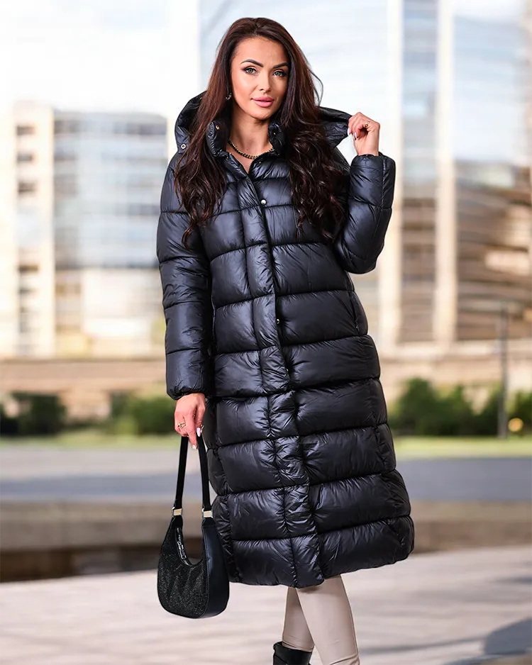 Royalfashion Melna sieviešu ziemas jaka