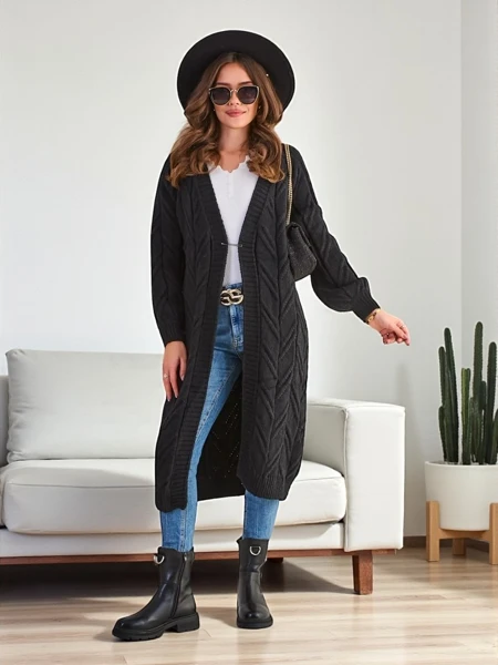 Royalfashion Sieviešu Adīta Pončo Džemperis