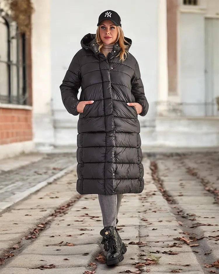 Royalfashion Melna sieviešu ziemas jaka