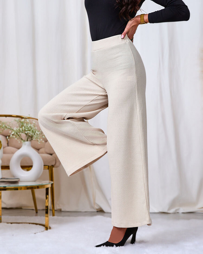 Royalfashion Cream women's wide ribbed pants