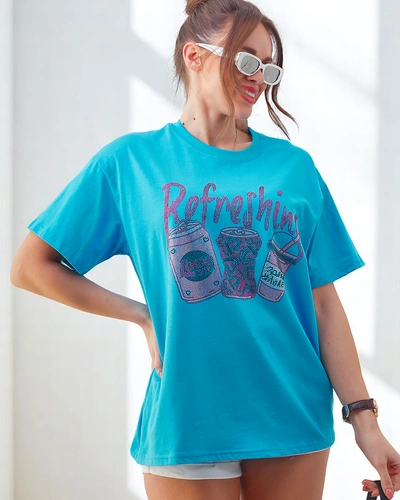 Royalfashion Women's Cotton T-Shirt with Rhinestone Print
