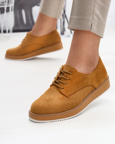 Women's lace-up half shoes a'la oxfords in camel color Oksila - Footwear