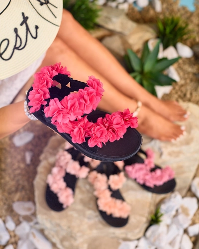 Royalfashion Женские сандалии цвета фуксии с цветами Alferroy