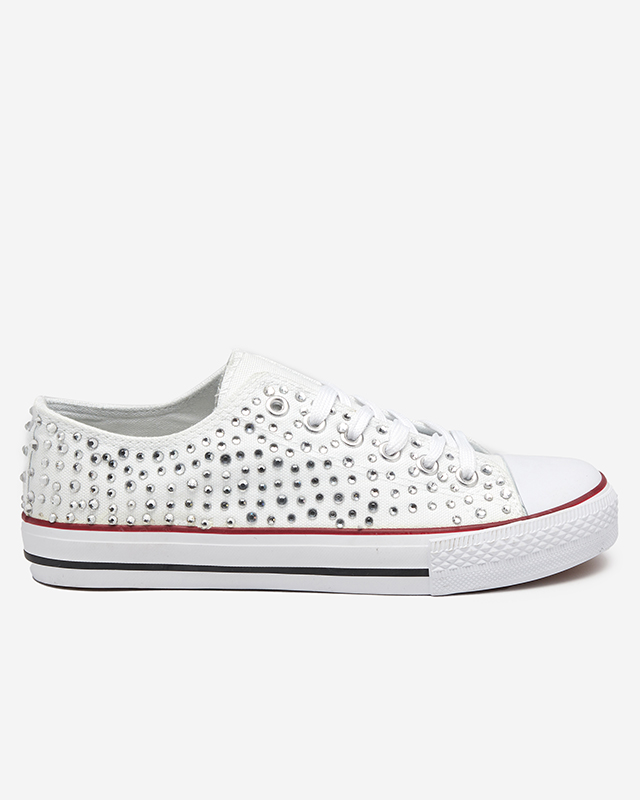 White low sneakers with cubic zirconias Toutu - Footwear