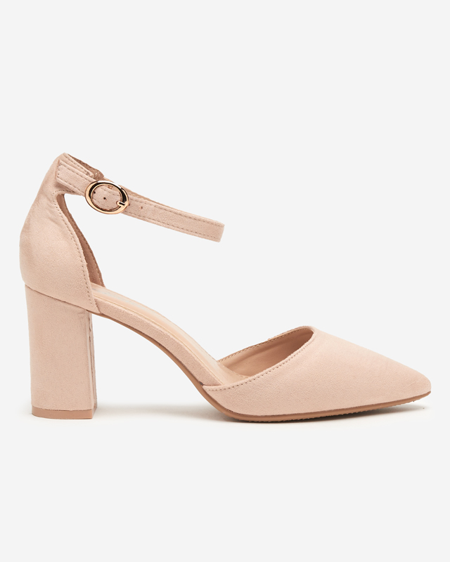 OUTLET Beige women's sandals on a higher post Hareda - Shoes