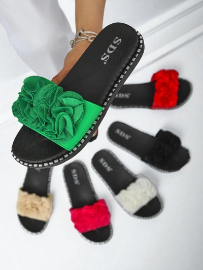 Royalfashion Women's flat sole slippers Flora Verde