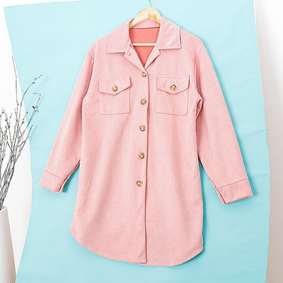 Women's pink eco-suede oversize shirt jacket - Clothing