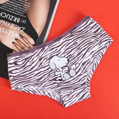 Women's brown cotton patterned panties with a doggy print - Clothing