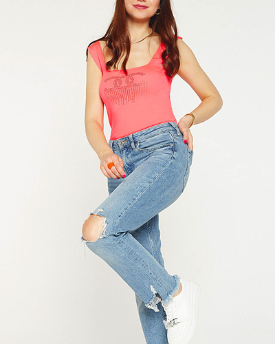 Sieviešu rozā tops ar kubisko cirkoniju - Apģērbs