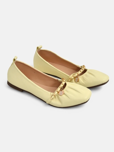 Balerinas feminin AURELIA Gialla con catena in color jalne, eco cute