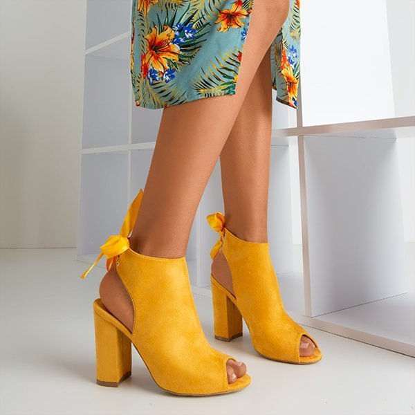Yellow high heel sandals with Haidil upper - Footwear