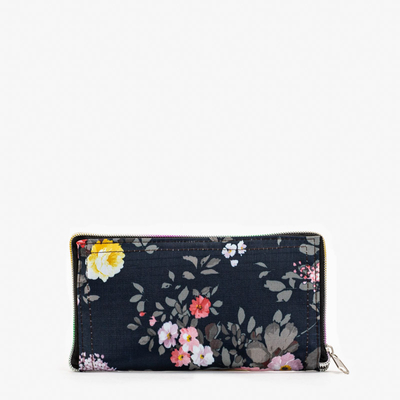 Dark blue shopping bag with flowers folded into a wallet - Accessories