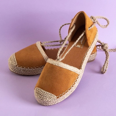 OUTLET Brown Afinita women's tied espadrilles - Shoes