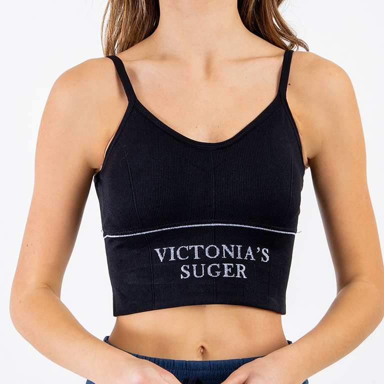 Melns sporta krūšturis ar uzrakstiem - Apakšveļa