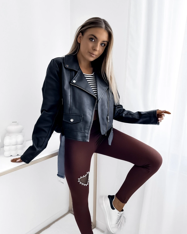 Women's leggings in brown with heart - Clothing