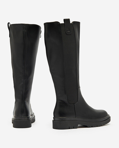 Women's eco-leather knee-high boots in black color Orikas - Footwear