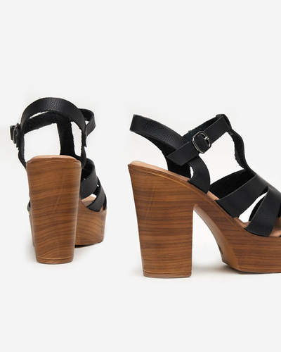 OUTLET Black women's high-heeled sandals Mianka - Footwear