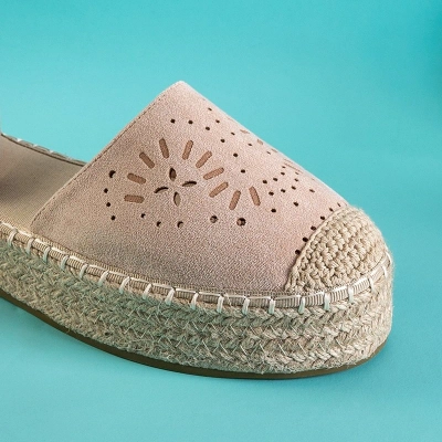 OUTLET Beige women's sandals a'la espadrilles Tiseria - Shoes