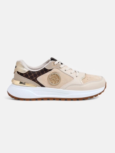 Women's beige Calista Verona sneakers on a flat heel - eco leather 4 cm