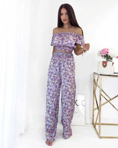 Royalfashion Purple two-piece women's floral set