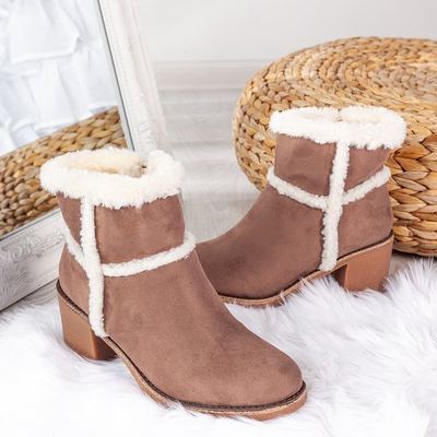 Brown winter boots with a higher heel Fairi - Footwear