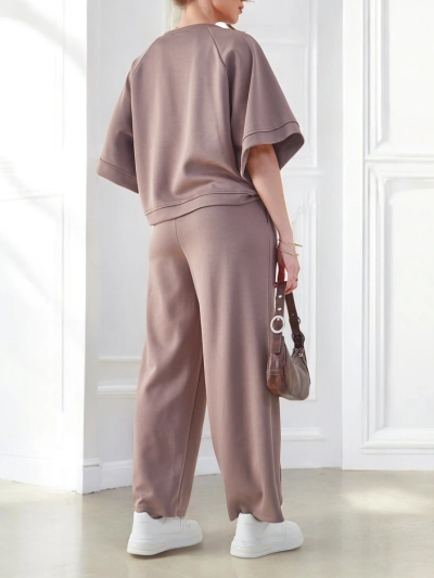 Royalfashion Women's set with short sleeves and wide trousers