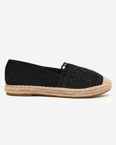Black women's espadrilles with cubic zirconias Pashea - Footwear