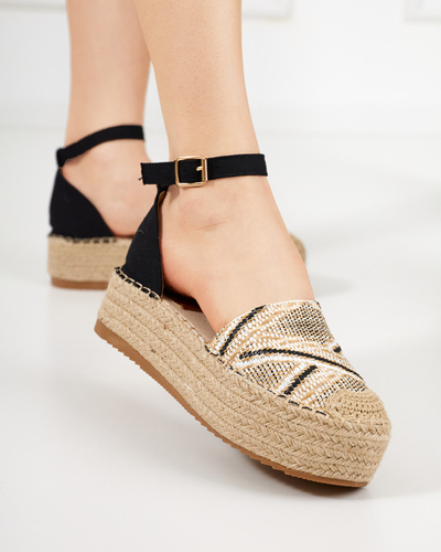 OUTLET Patterned beige women's espadrilles on the Zebrii platform - Footwear