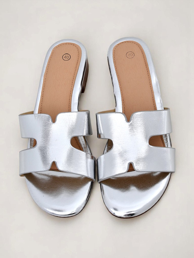 Royalfashion Women's Flat Flip-Flops SilverEase