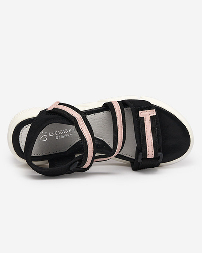 Melnas un rozā bērnu sandales, kas aizdarāmas ar Velcro Modis - Shoes