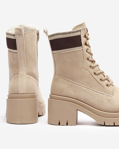 Light brown trapper boots on a post Koidoo- Obuwie