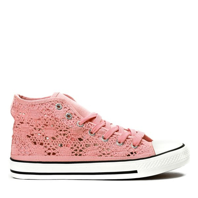 Pink sneakers with lace trim Viven - Footwear