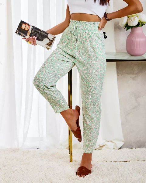 Royalfashion Green women's cotton floral pants
