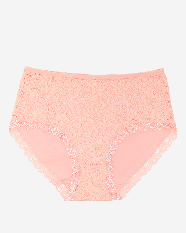 Light pink women's cotton panties with lace PLUS SIZE - Underwear
