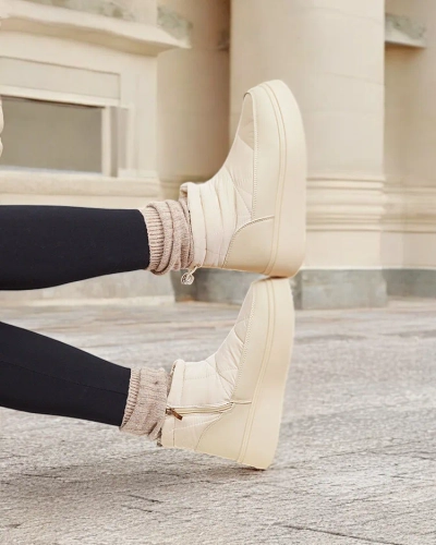 Royalfashion Women's snow boots in beige color Fopinia