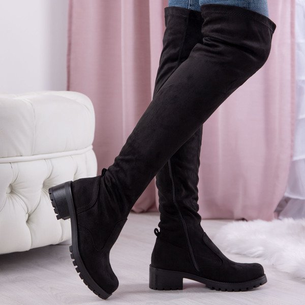 Black Tyffaea thigh high boots over knee boots - Footwear 1