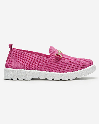 Fuchsia women's slip on sneakers with gold embellishment Enelida - Footwear