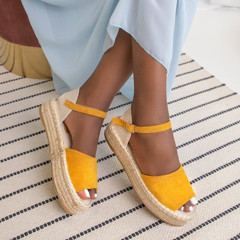 Yellow women's platform sandals Almira - Footwear
