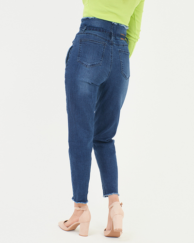 Navy blue women's mom jeans - Clothing