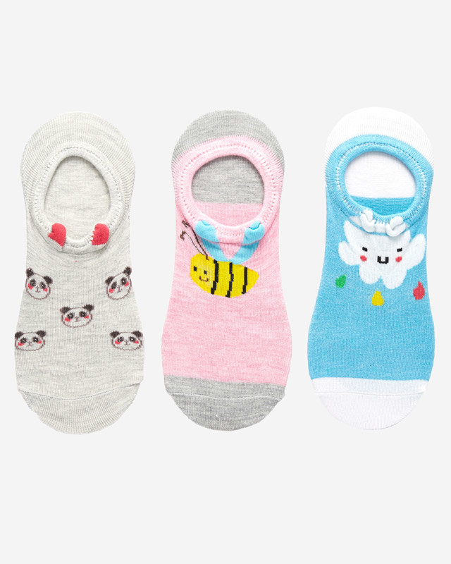 Women's multicolored cotton ankle socks 3 / pack - Underwear
